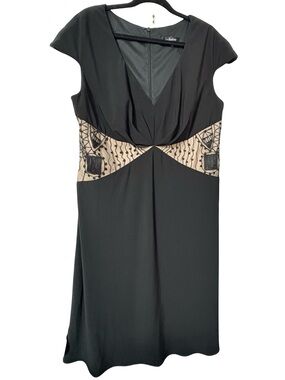 J’Adore Evening Black Embroidered Cocktail Dress NWOT Size 18